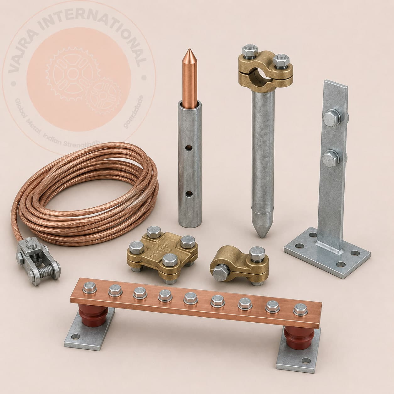 Earthing & Bonding, Copper & GI · Strip · Plate · Rod | Vajra International, manufacturer & exporter, Howrah, India