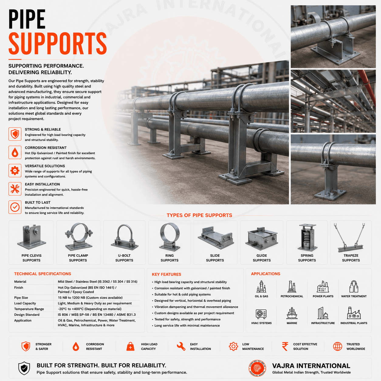Cantilever & Pipe-Rack Supports Fabricated Steel Supports & Frames technical drawing 4 — Vajra International manufacturer India