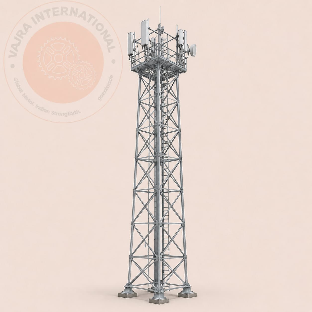 Lattice Tower Members, Tower Fabrication & Assemblies – view 6 Lattice Tower Members, Tower Fabrication & Assemblies. Manufactured and exported by Vajra International, Howrah, India.