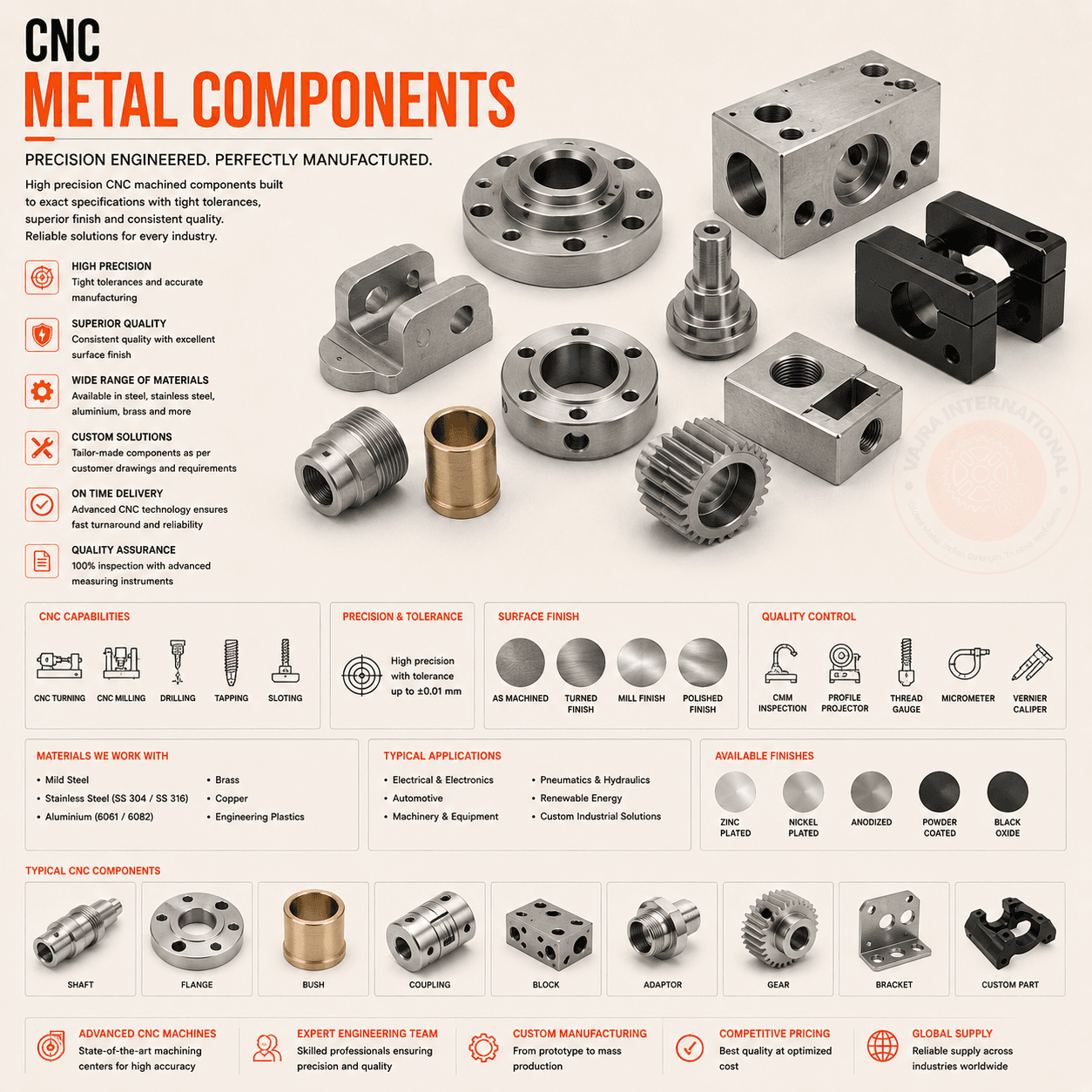 Turned & Milled Components – technical drawing 1 Engineering dimensional drawing for Turned & Milled Components, CNC Steel Metal Components. Vajra International manufacturer India.