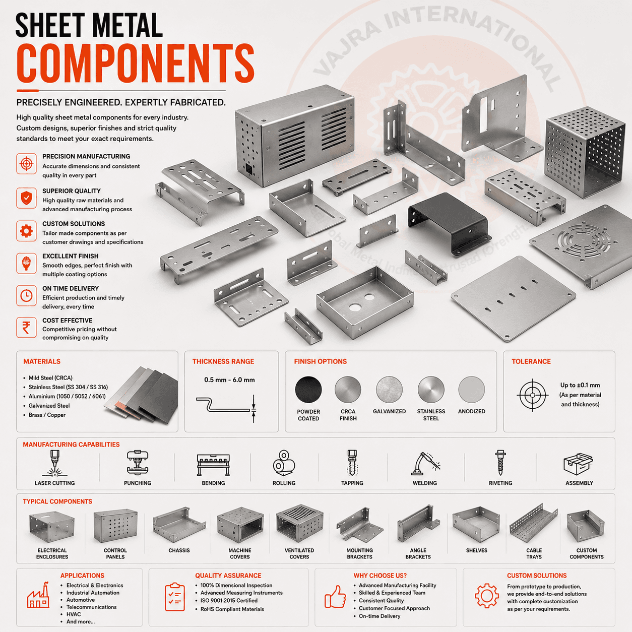 Laser-Cut & Formed Parts – technical drawing 2 Engineering dimensional drawing for Laser-Cut & Formed Parts, CNC Sheet Metal Components. Vajra International manufacturer India.