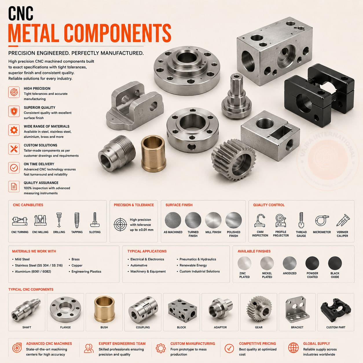 Turned & Milled Components – technical drawing 1 Engineering dimensional drawing for Turned & Milled Components, CNC Steel Metal Components. Vajra International manufacturer India.