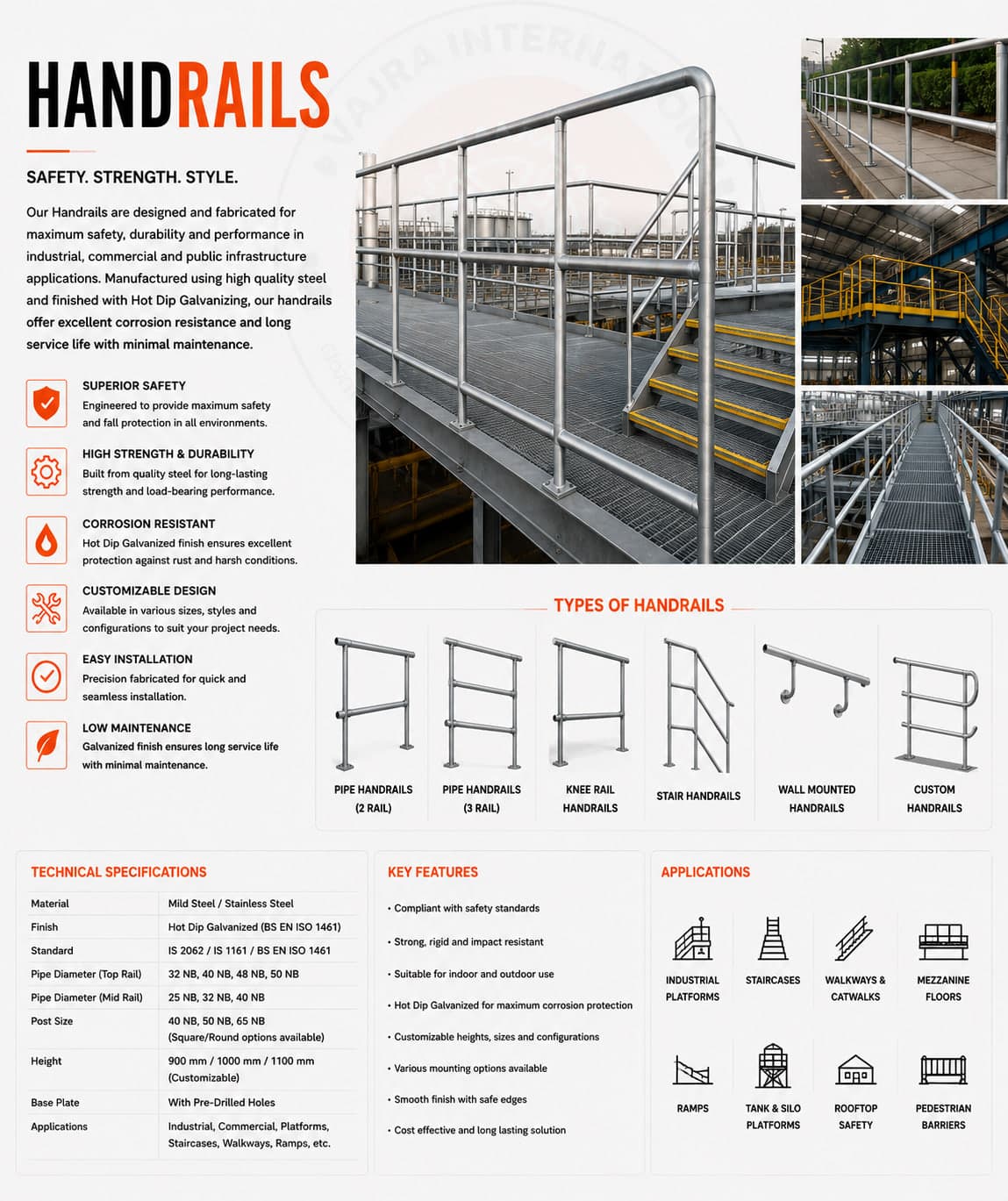 Chequered Plate Flooring – technical drawing 1 Engineering dimensional drawing for Chequered Plate Flooring, Industrial Flooring Systems. Vajra International manufacturer India.